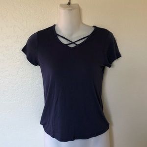 Navy Cross Front Tee